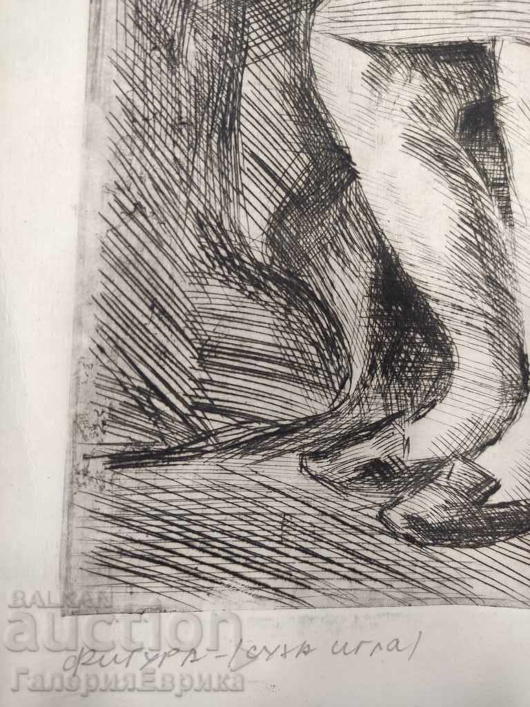 Аукцион Будин Матеев графика "Фигура жена" Аукцион Будин Матеев графика "Фигура жена"