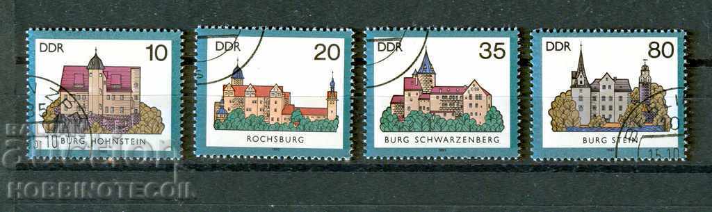 GDR DDR 4 stamps 10 - 20 - 35 - 80 CASTLES AND CASTLES - 1985