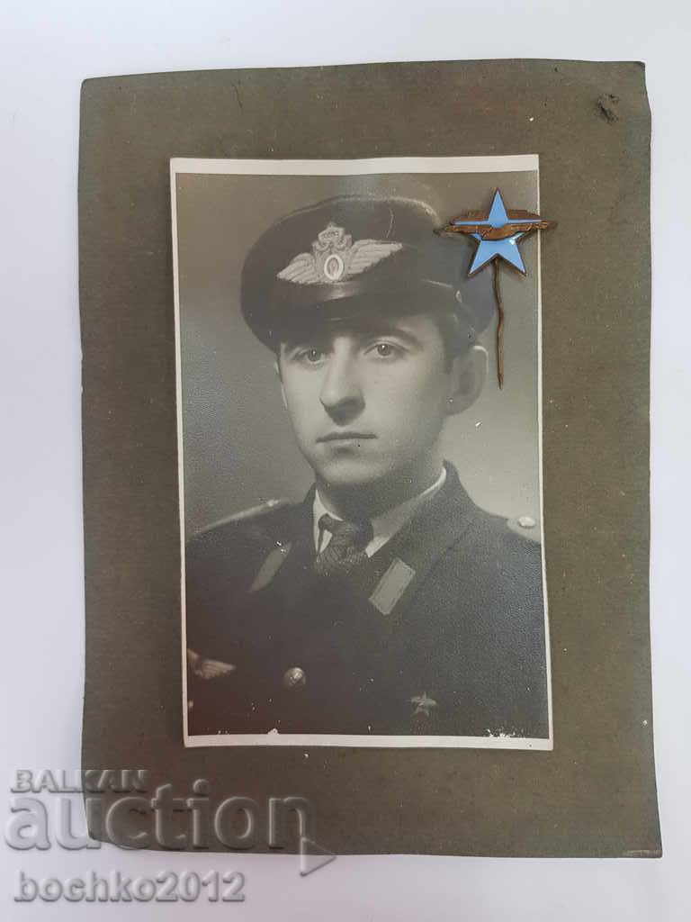Рядък летателен пилотски български знак с фотография 1945-19