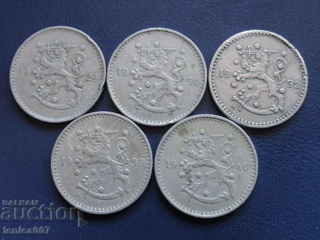 Auction Finland 1929-40 - 1 Brand (5 pieces) Auction Finland 1929-40 - 1 Brand (5 pieces)