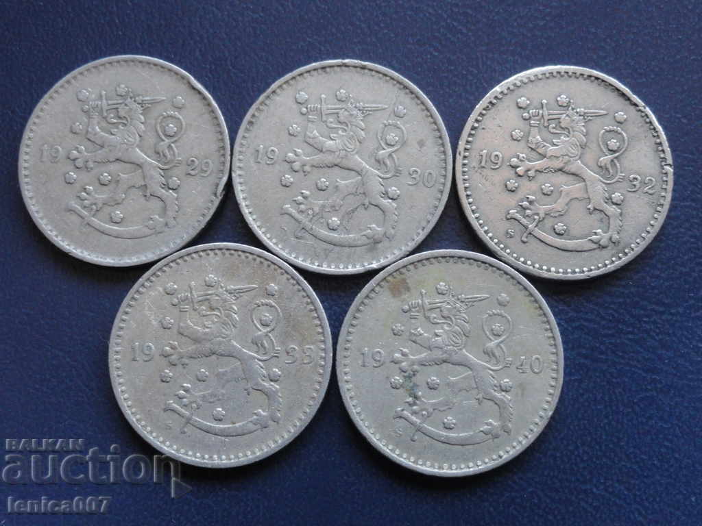 Finland 1929-40 - 1 Brand (5 pieces) - 5 Finland 1929-40 - 1 Brand (5 pieces) - 5