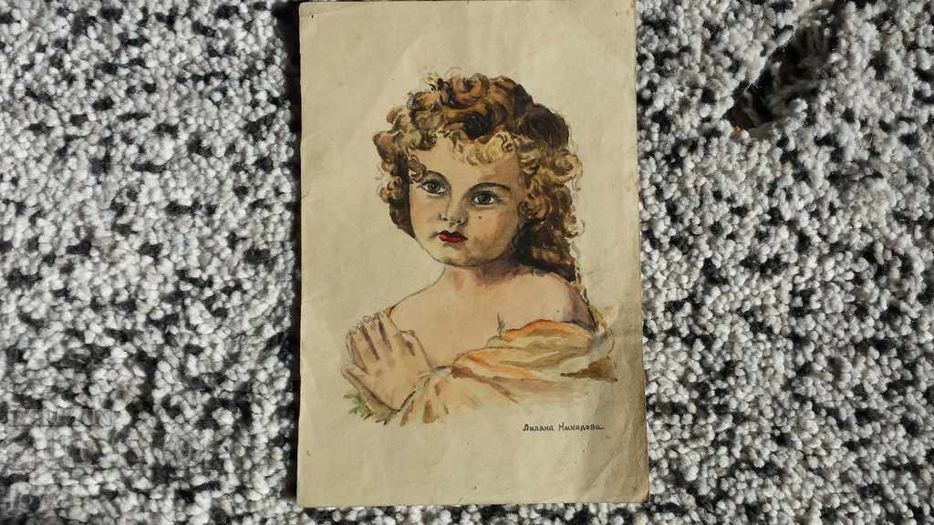 VECHI Portret al unei fete acuarelă din anii 40 / LILYANA NIKOLOVA cu preț 50.00 BGN | € 25.56