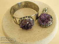 Attractive Silver Bracelet and Pendant, Silver 835 and Amethyst