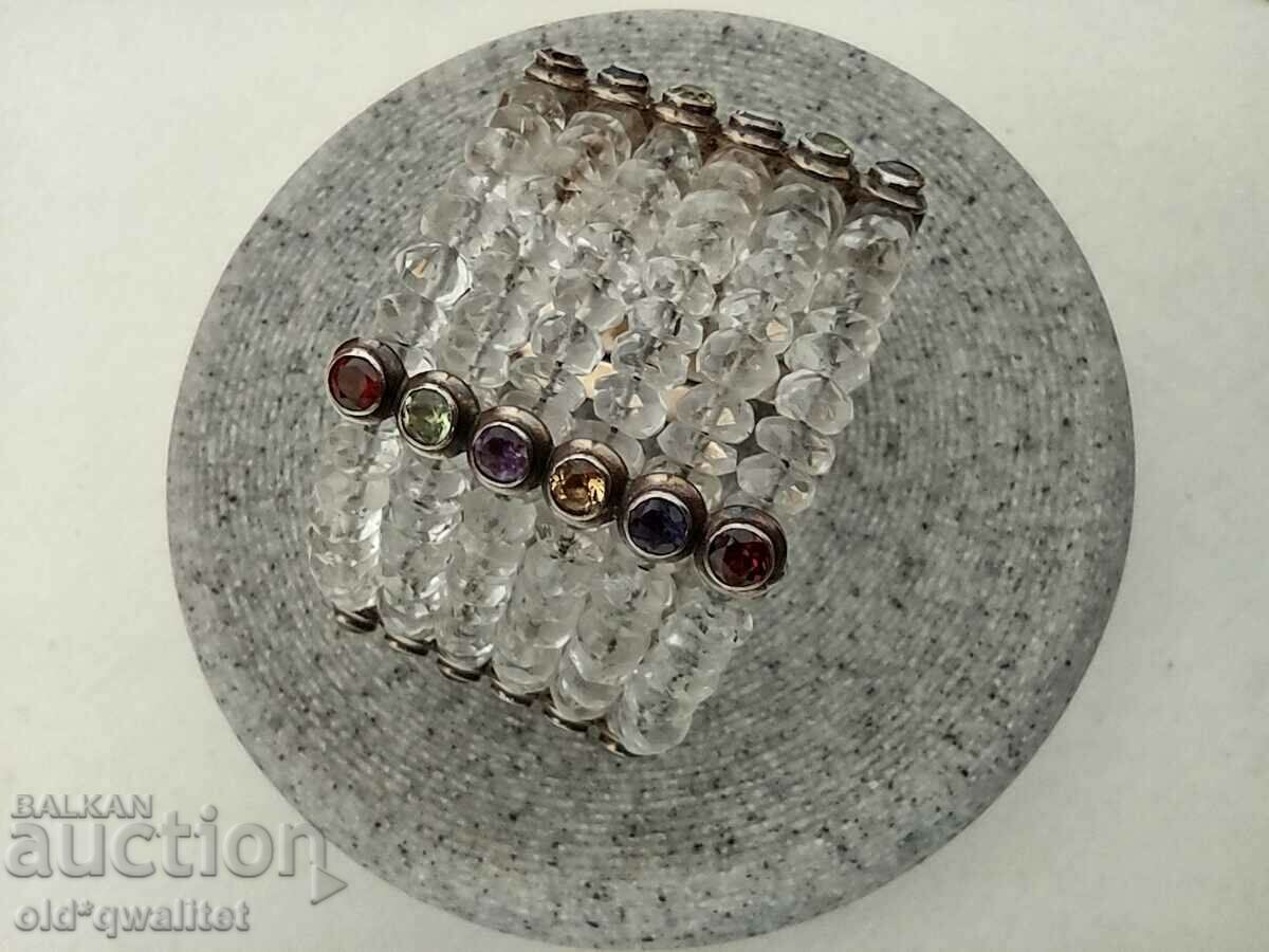 Silver bracelet, silver 925, Garnet Amethyst square crystal with price 497.00 BGN | € 254.11 Silver bracelet, silver 925, Garnet Amethyst square crystal with price 497.00 BGN | € 254.11