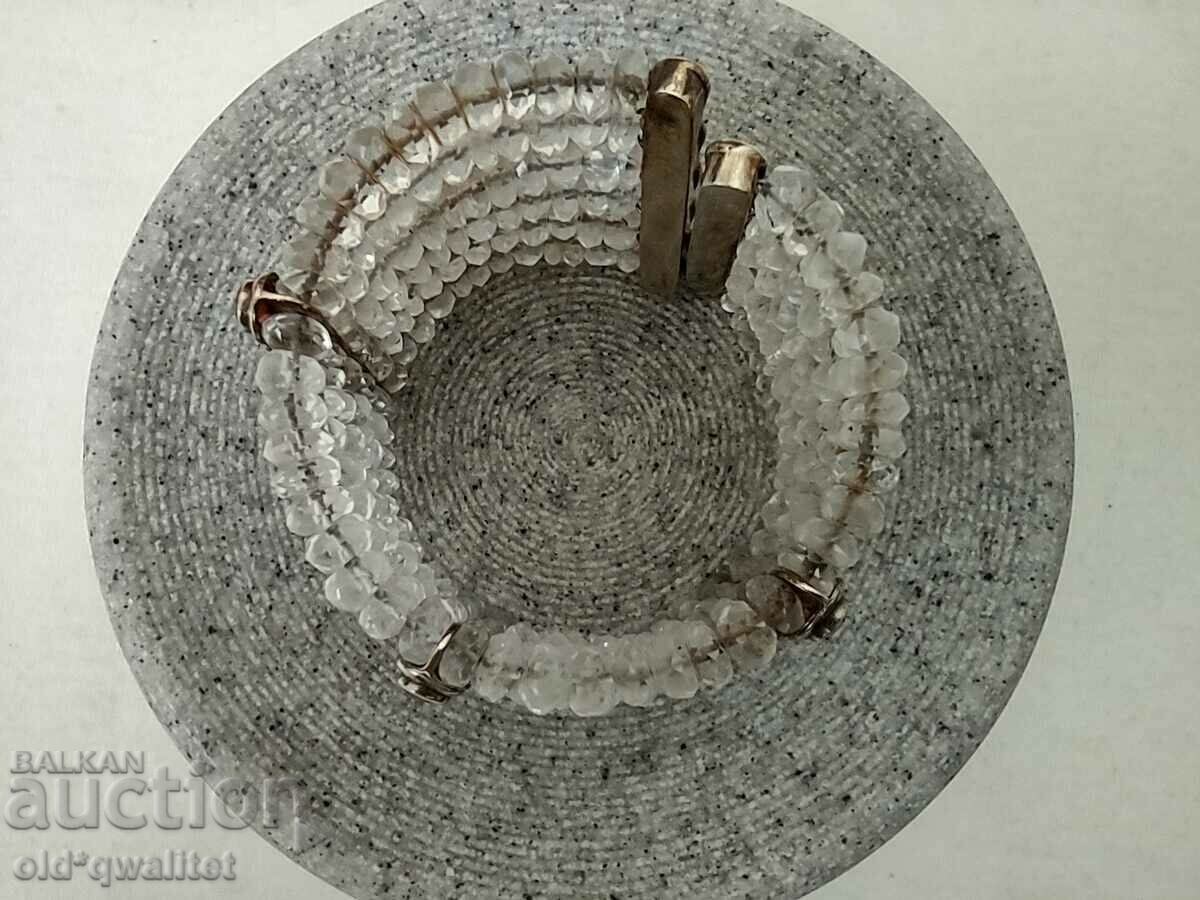 Silver bracelet, silver 925, Garnet Amethyst square crystal - 7 Silver bracelet, silver 925, Garnet Amethyst square crystal - 7