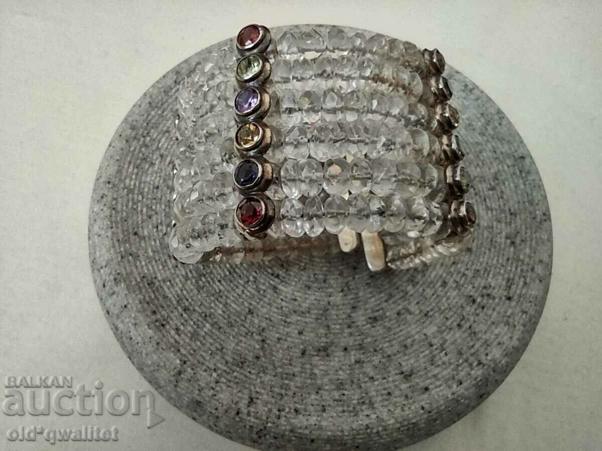 Silver bracelet, silver 925, Garnet Amethyst square crystal
