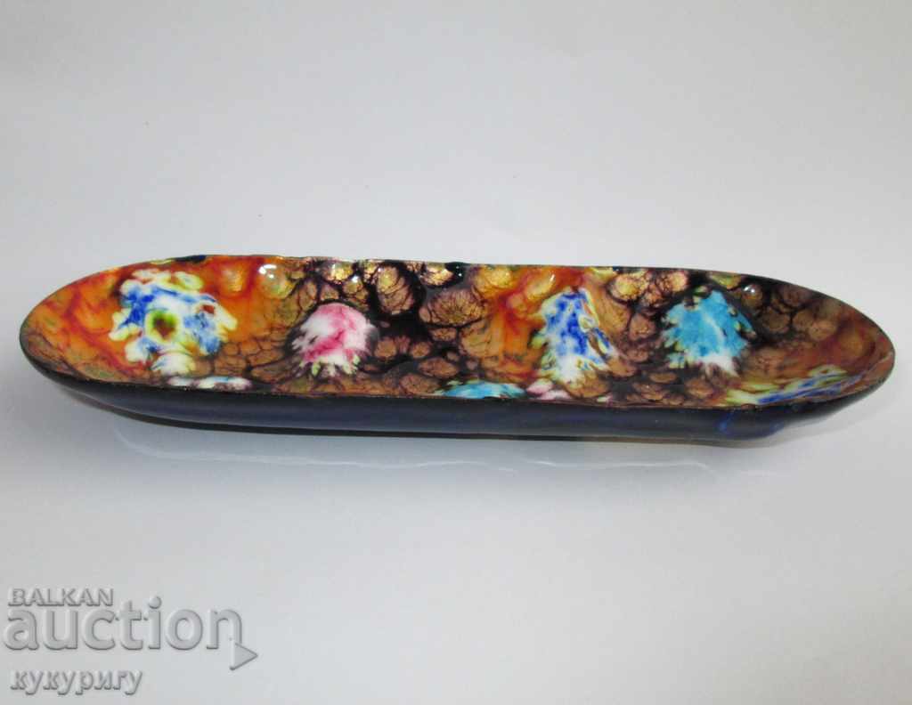 Old Small Enameled Art Saucer Supply Enamel Spain - 5 Old Small Enameled Art Saucer Supply Enamel Spain - 5