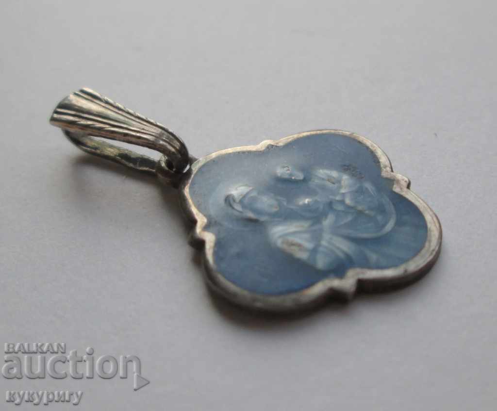 Delivery of Old silver pendant with enamel icon Virgin with Baby Delivery of Old silver pendant with enamel icon Virgin with Baby