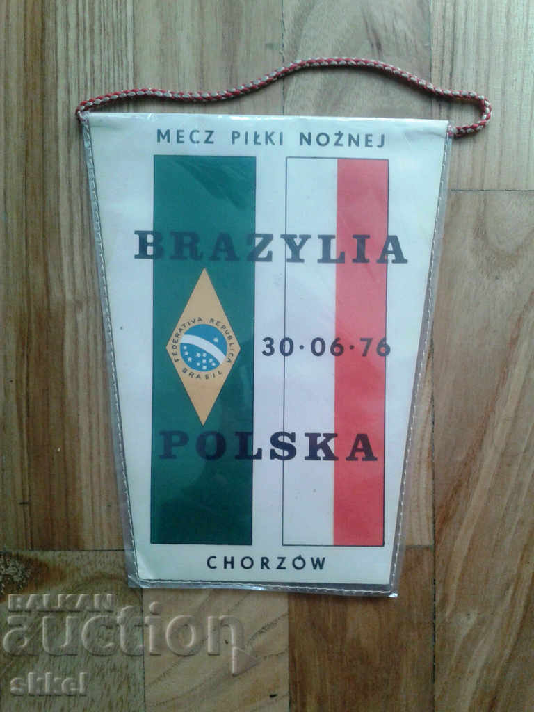Футболно флагче Полша - Бразилия 1986 Евро футбол флаг