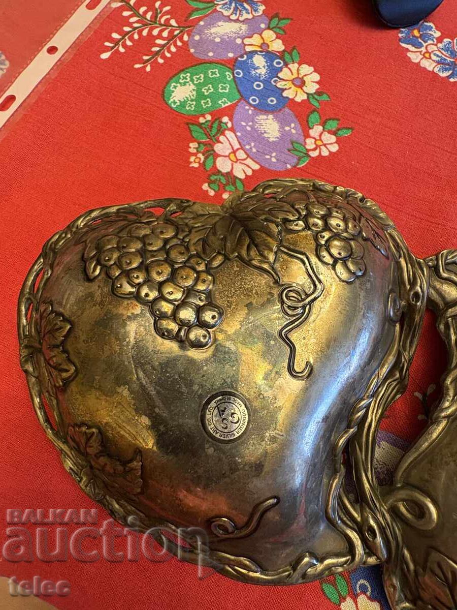 Silver-plated Art Deco dish for candy/nuts - 5 Silver-plated Art Deco dish for candy/nuts - 5