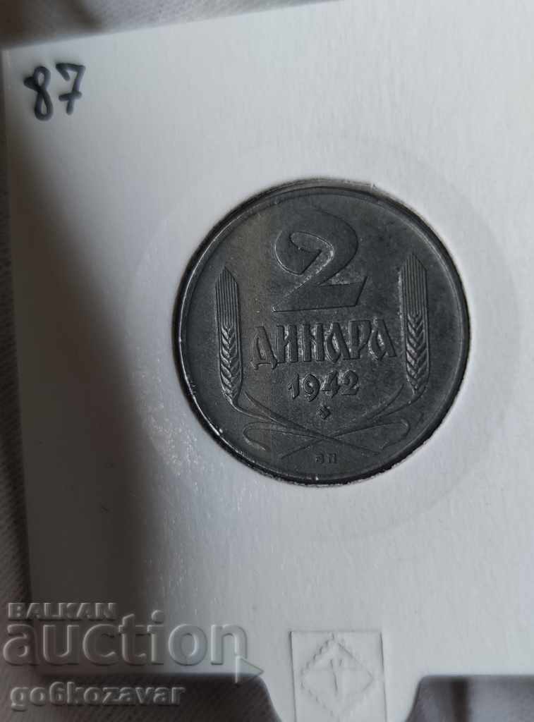 Auction Yugoslavia 2 Dinars 1942 Zinc UNC Auction Yugoslavia 2 Dinars 1942 Zinc UNC
