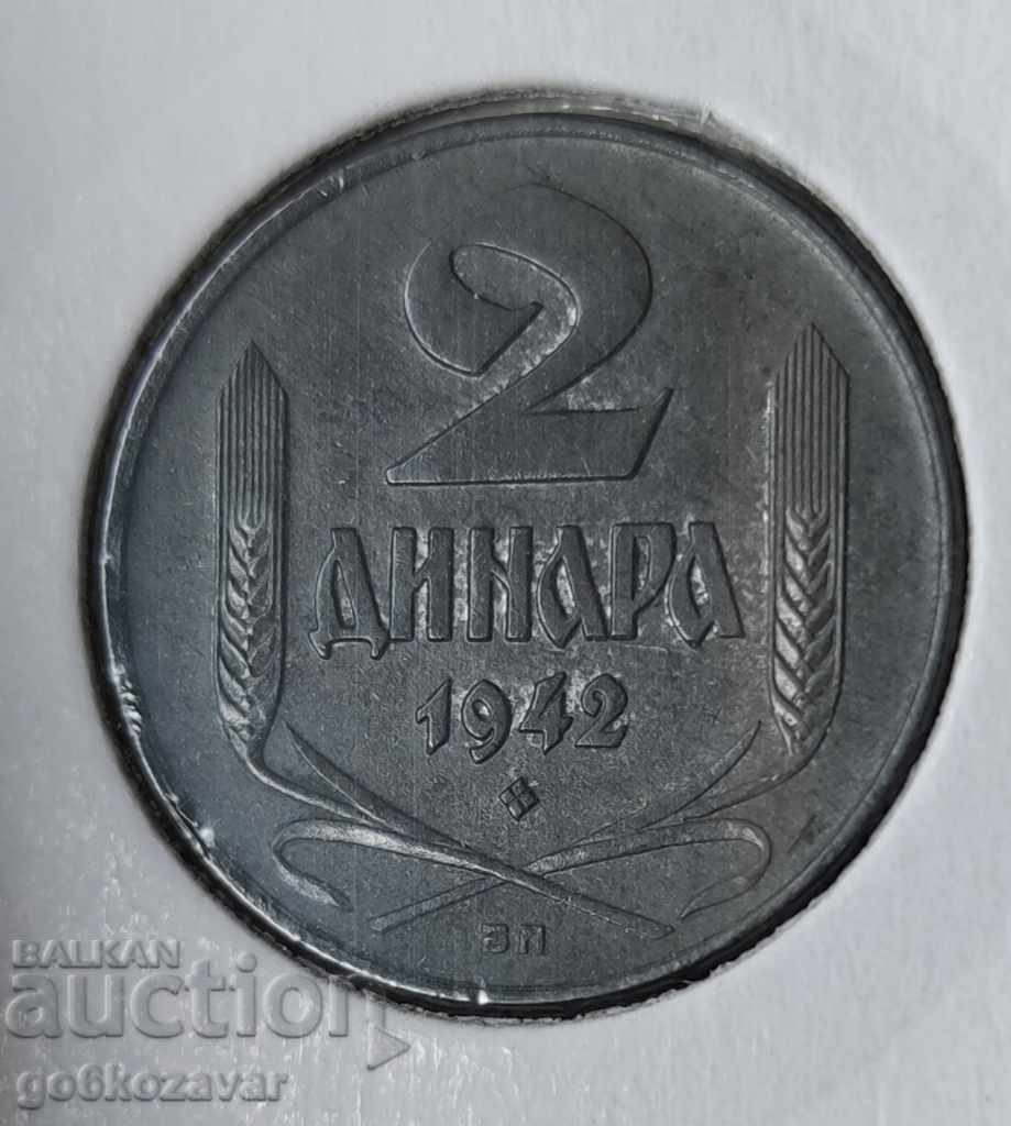 Югославия 2 динара 1942г Цинк UNC