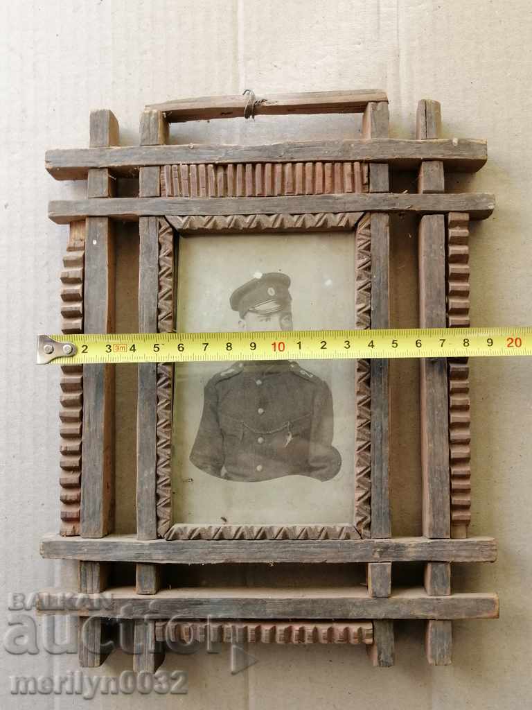 Photo framed shepherd carving photo portrait soldier with price 62.00 BGN | € 31.70 Photo framed shepherd carving photo portrait soldier with price 62.00 BGN | € 31.70