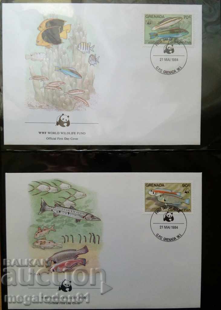 Grenada - WWF fish, first set kit envelopes with price 7.00 BGN | € 3.58 Grenada - WWF fish, first set kit envelopes with price 7.00 BGN | € 3.58
