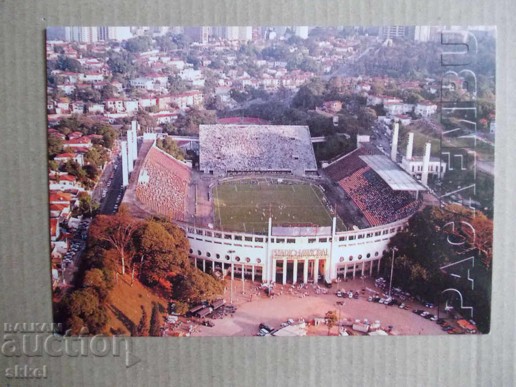 Κάρτα ποδοσφαίρου για το στάδιο Pakaembu São Paulo Brazil