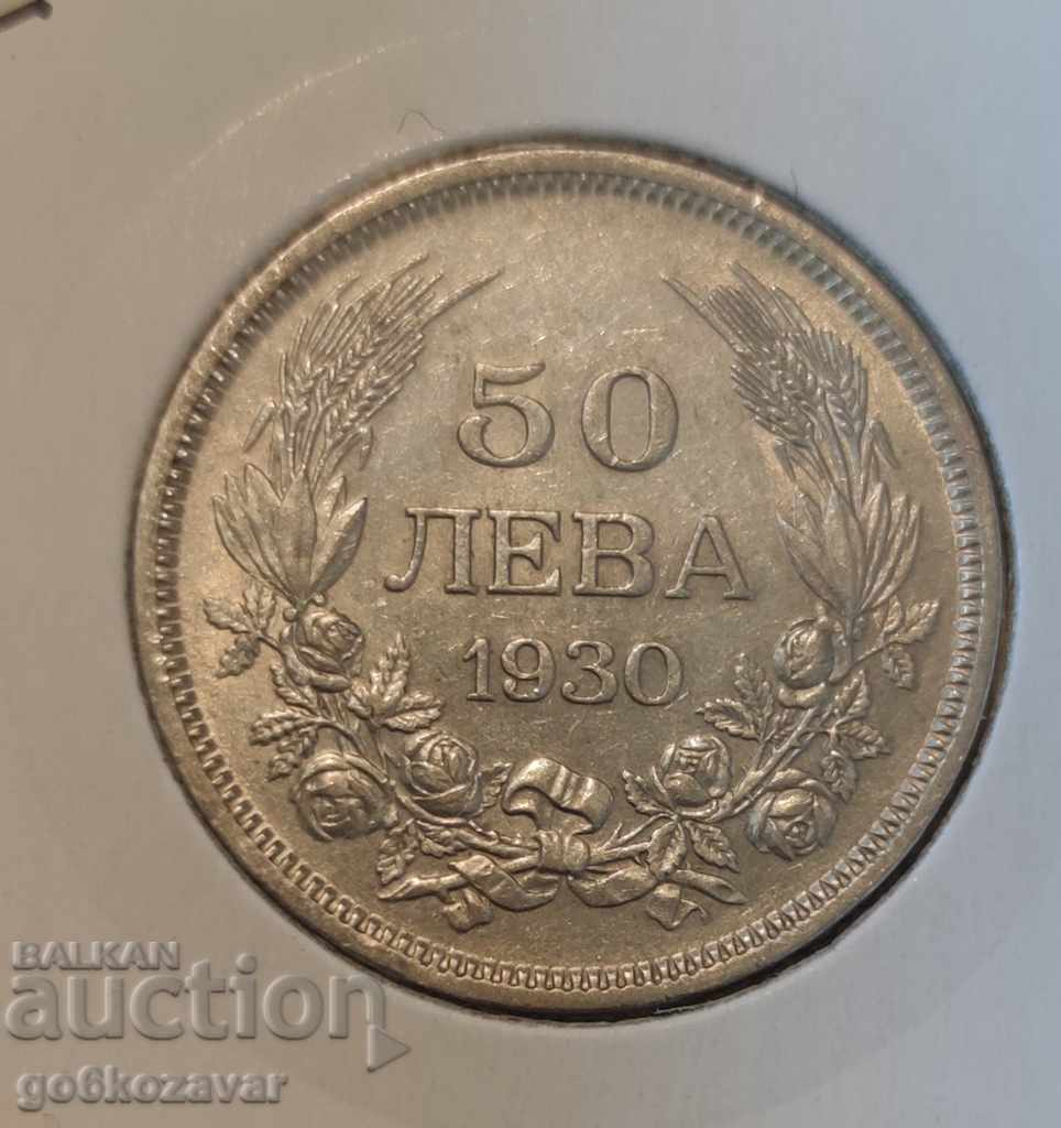 Bulgaria 50 BGN 1930 Moneda de argint de vârf!