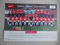 Κάρτα ποδοσφαίρου Arsenal London 2000/01 μεγάλης μορφής 21x18