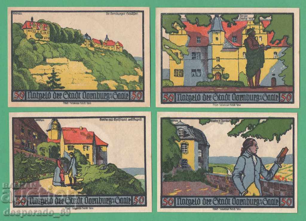 (¯`'•.¸NOTGELD (gr. Dornburg) 1921 UNC -4 buc. bancnote¸.•'´¯)