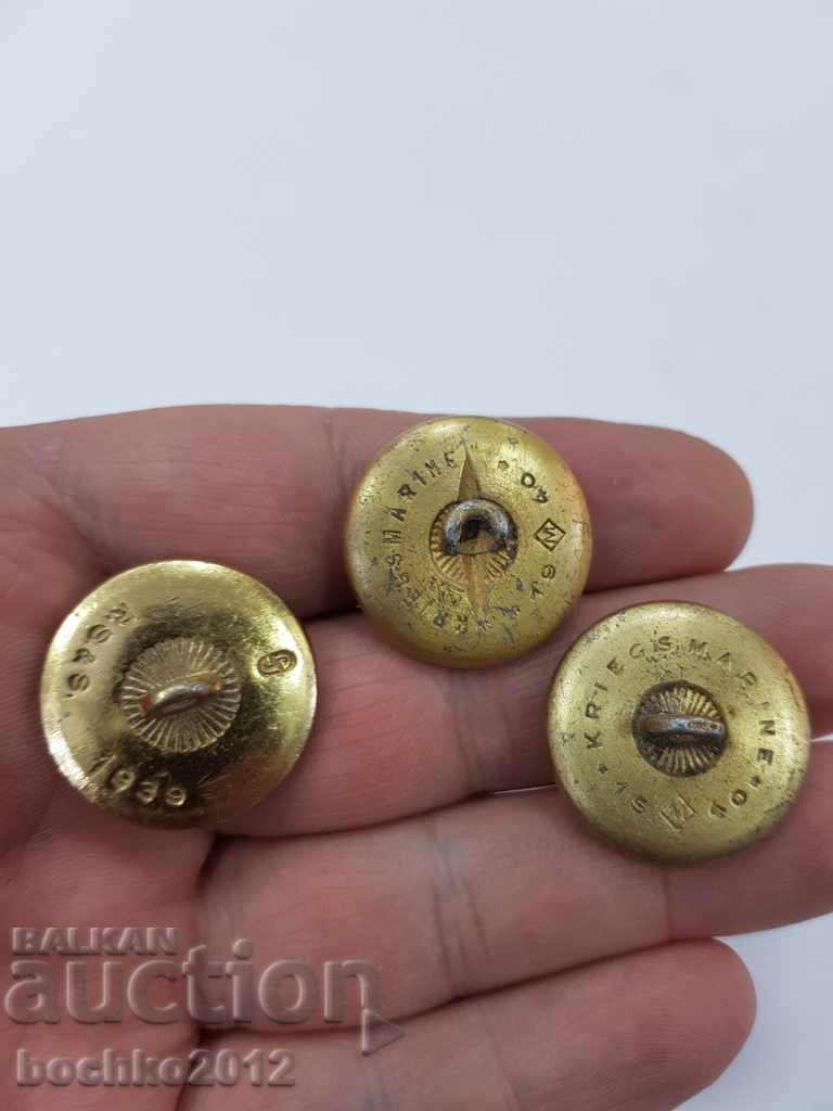 Lot of 3 German officer naval buttons WWII 1939-45 - 5