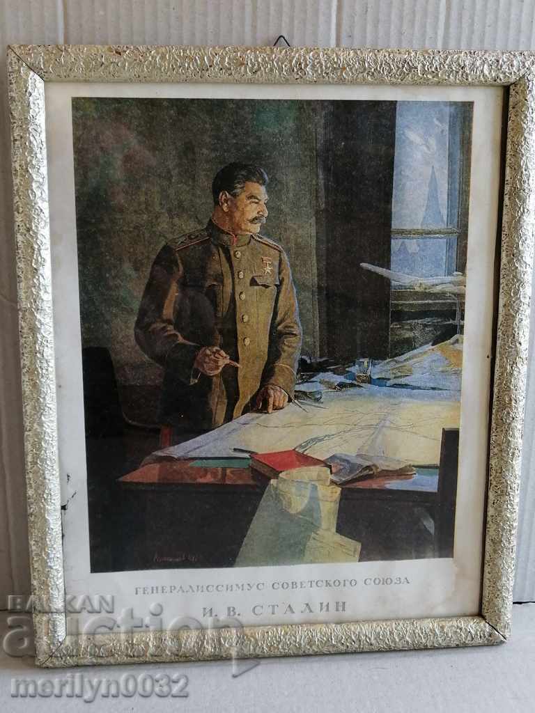 Old portrait of Stalin, photo, picture, poster, propaganda