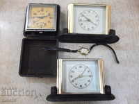 Lot de 3 buc. ceas deșteptător și 1 buc. ceasuri de mână realizate manual - sovietic