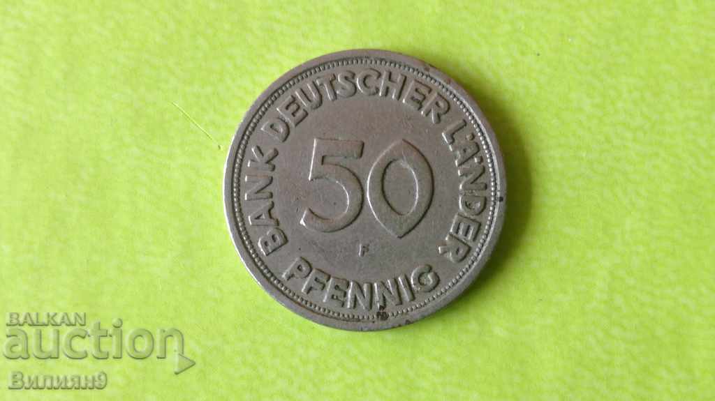 50 Pfennig 1949 „F” Germania