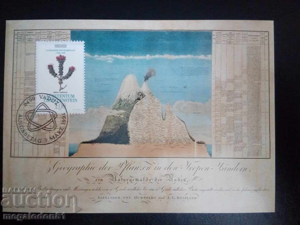 Liechtenstein - maximum cards, Alexander Humboldt with price 3.00 BGN | € 1.53 Liechtenstein - maximum cards, Alexander Humboldt with price 3.00 BGN | € 1.53
