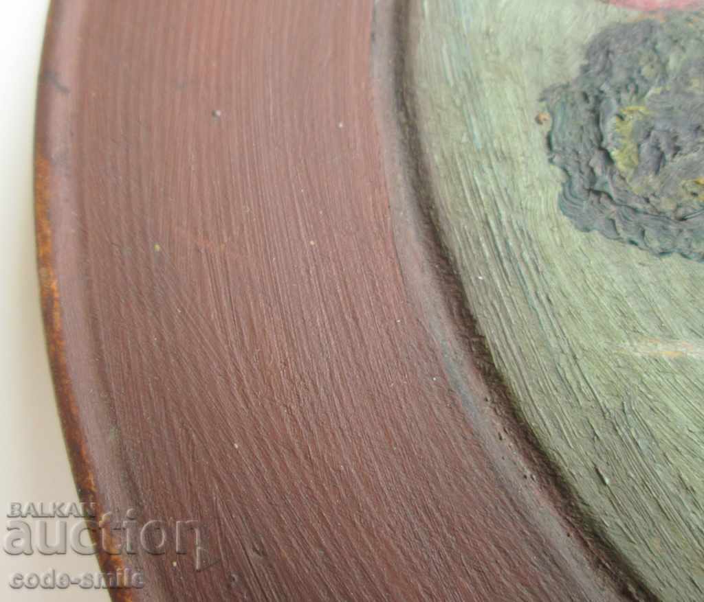 Old picture drawing flowers oil on wooden plate - 5 Old picture drawing flowers oil on wooden plate - 5