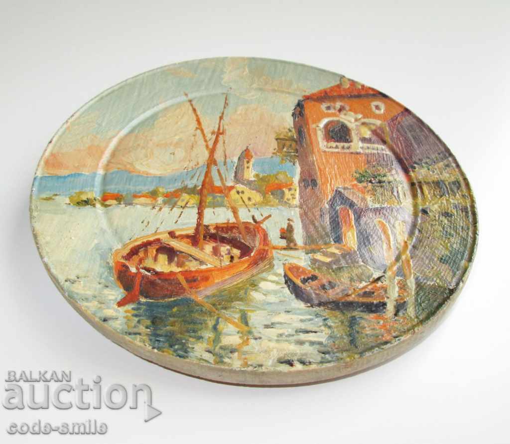 Old picture drawing landscape Venice oil on wooden plate with price 160.00 BGN | € 81.81 Old picture drawing landscape Venice oil on wooden plate with price 160.00 BGN | € 81.81