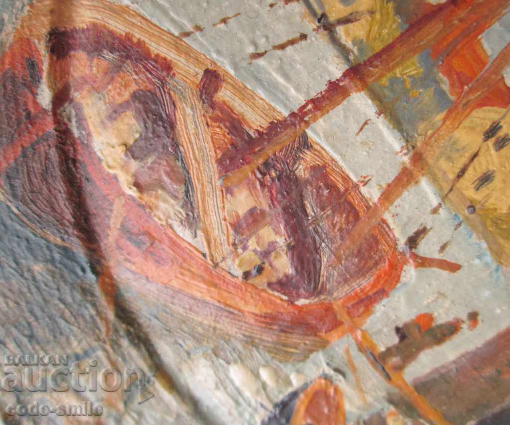 Old picture drawing landscape Venice oil on wooden plate - 5 Old picture drawing landscape Venice oil on wooden plate - 5