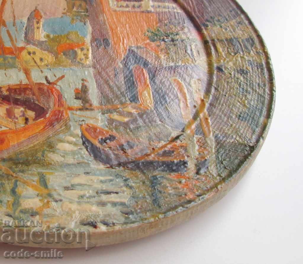 Old picture drawing landscape Venice oil on wooden plate - 6 Old picture drawing landscape Venice oil on wooden plate - 6