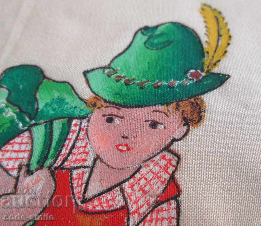 Auction Old picture children's drawing mountain landscape and a small tourist Auction Old picture children's drawing mountain landscape and a small tourist