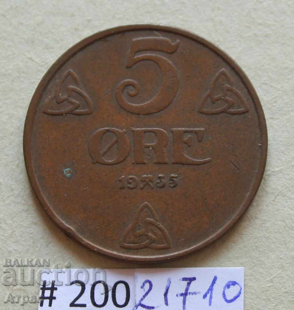5 ore 1935 Norway - the rare year 496K