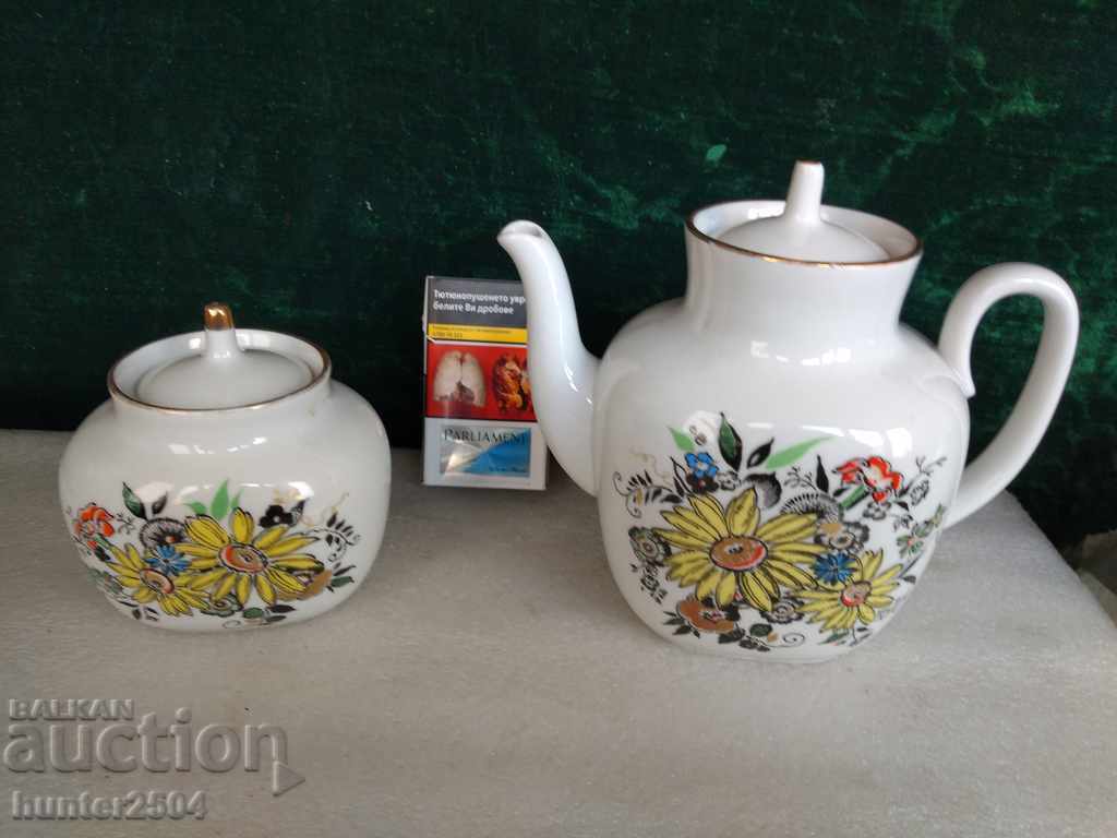 Sugar bowl and jug, old. "LFZ."