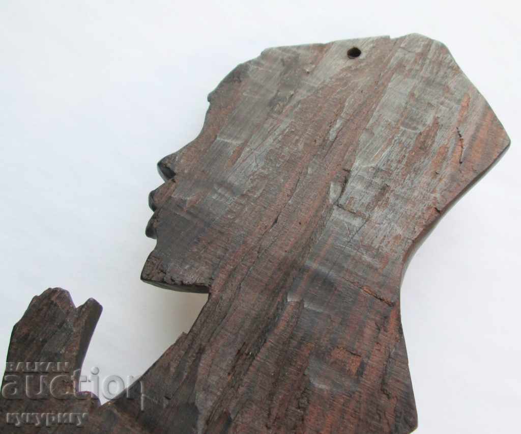 An old wooden religious figure panel carving ebony - 7 An old wooden religious figure panel carving ebony - 7