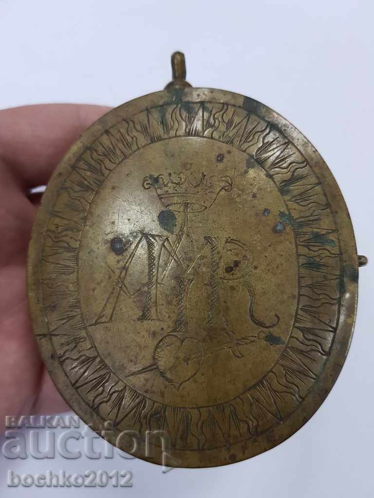 Cutie de navă marină din bronz regal european unic 19c