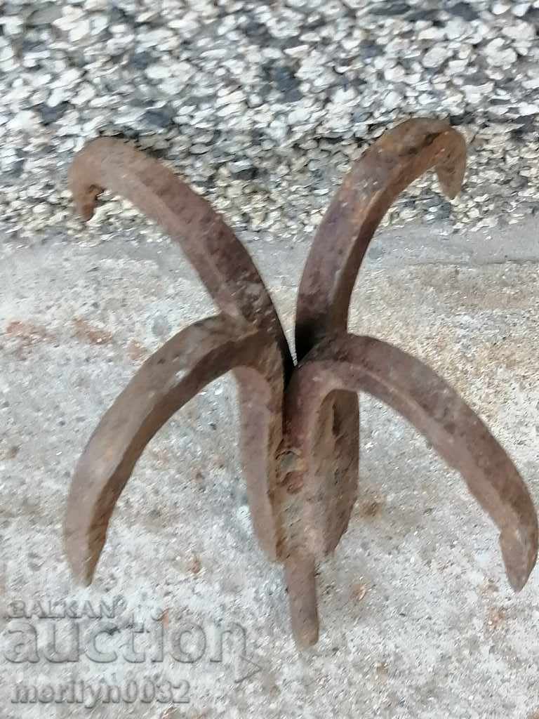 An antique forged hook, quadruple - 5 An antique forged hook, quadruple - 5