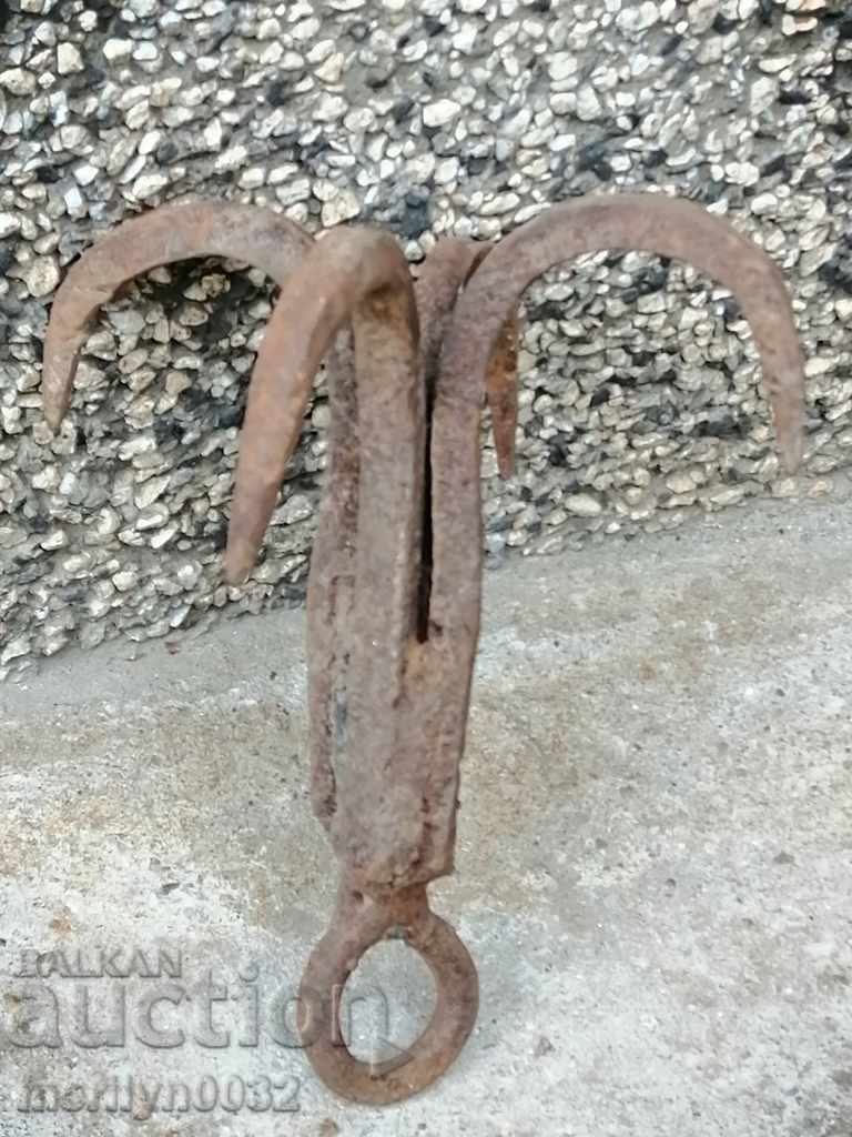 An antique forged hook, quadruple - 7 An antique forged hook, quadruple - 7