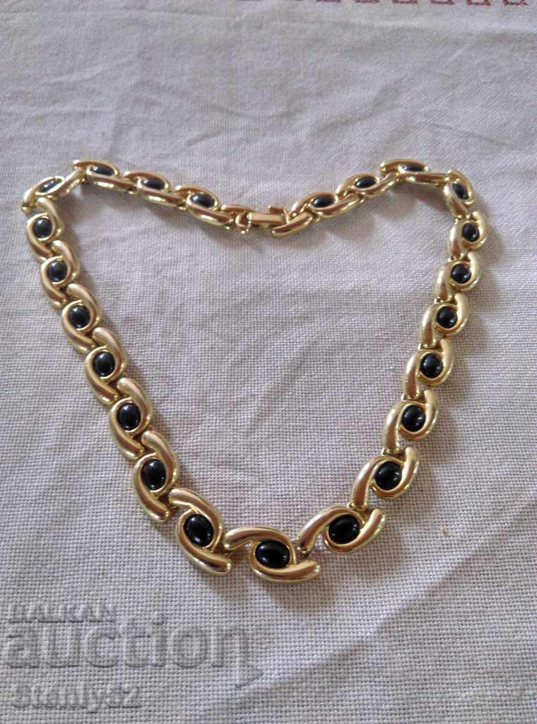 Necklace with black stone 45 cm