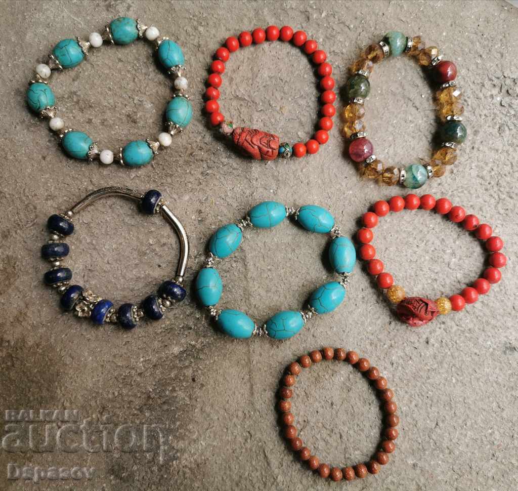 Lot of 7 Bracelet with Coral Turquoise Lapis Lazuli Ahat Email