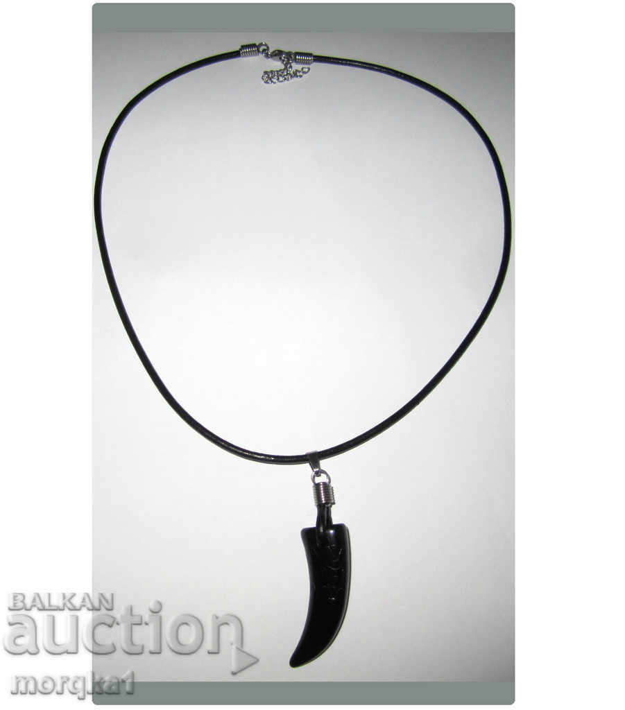 Black horn, tooth on a chain of genuine leather and steel - 5 Black horn, tooth on a chain of genuine leather and steel - 5