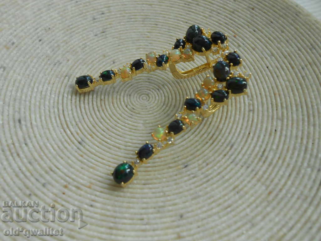 MAGNIFICENT SILVER EARRINGS SILVER 925 gilding OPAL - 5 MAGNIFICENT SILVER EARRINGS SILVER 925 gilding OPAL - 5