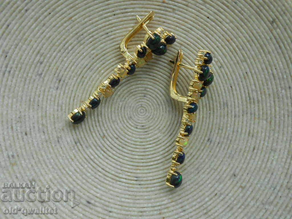 MAGNIFICENT SILVER EARRINGS SILVER 925 gilding OPAL - 7 MAGNIFICENT SILVER EARRINGS SILVER 925 gilding OPAL - 7