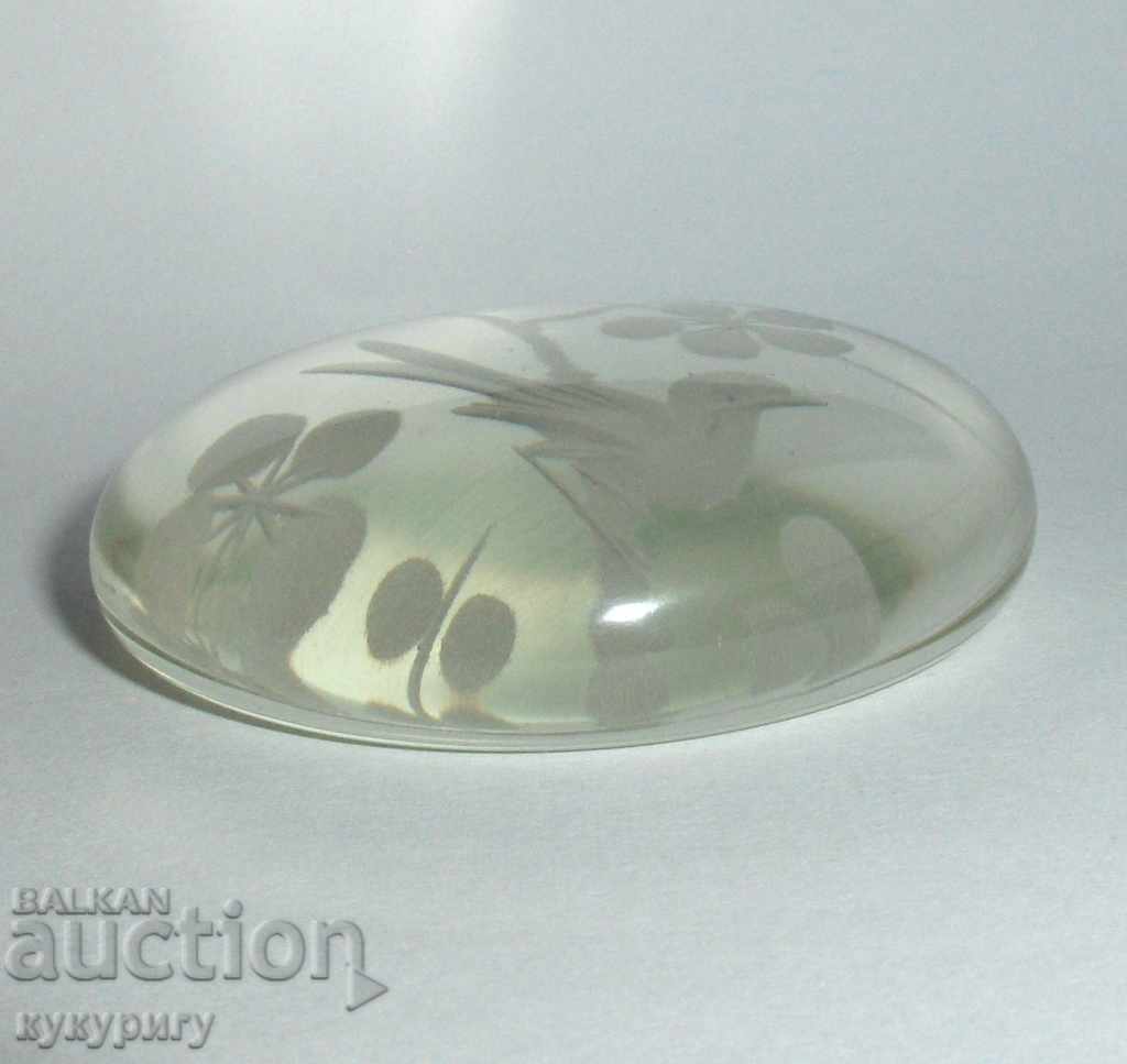 Old glass lightweight file engraved glass with price 30.00 BGN | € 15.34