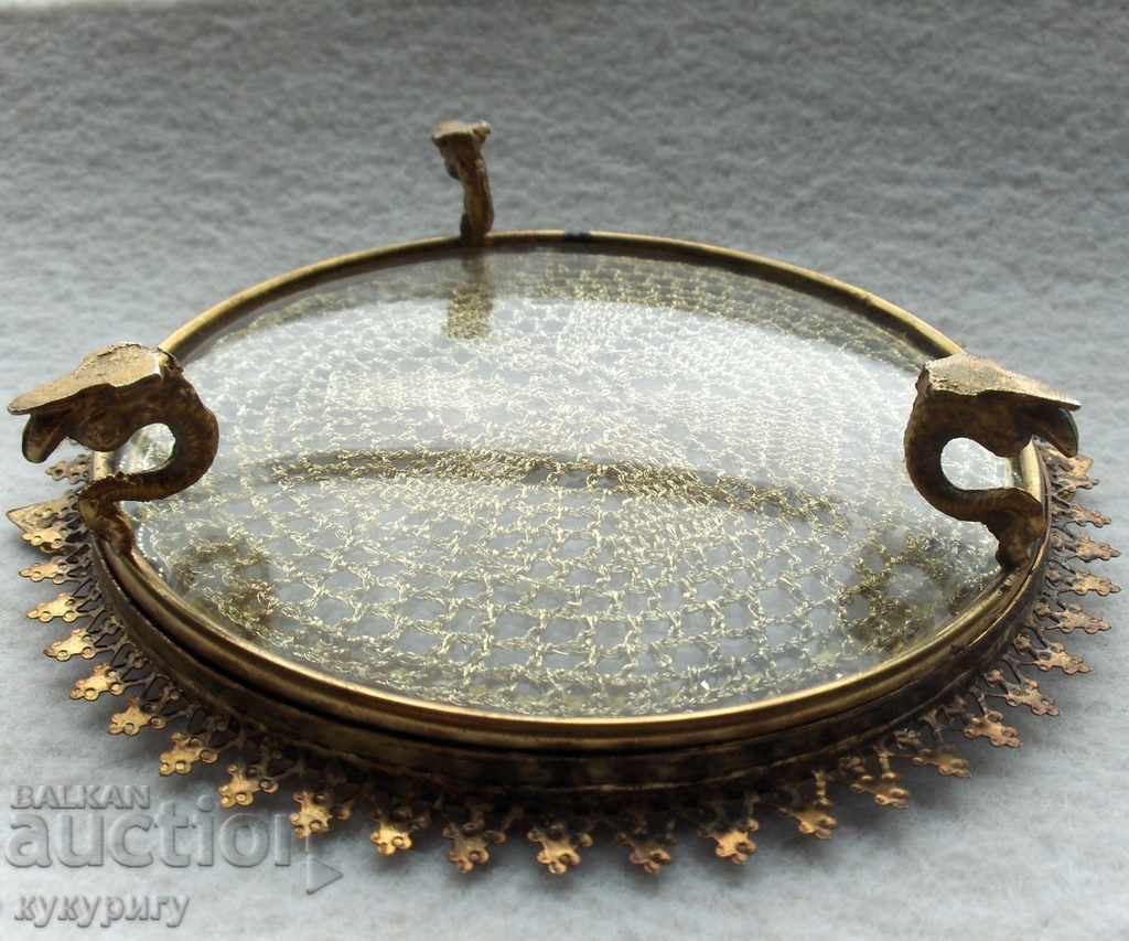 Auction  Old antique Viennese openwork ashtray with embroidery