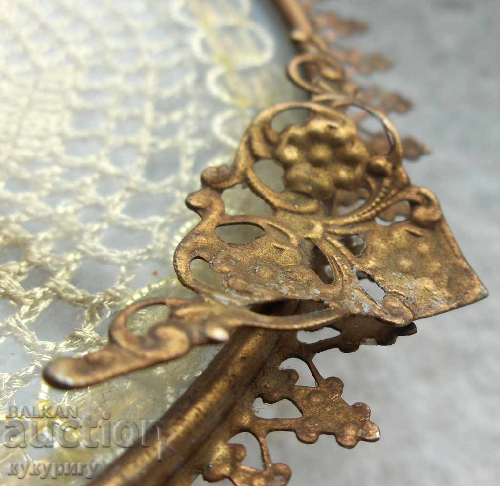 Old antique Viennese openwork ashtray with embroidery - 5