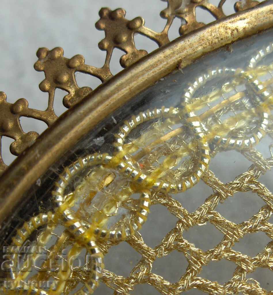 Old antique Viennese openwork ashtray with embroidery - 6