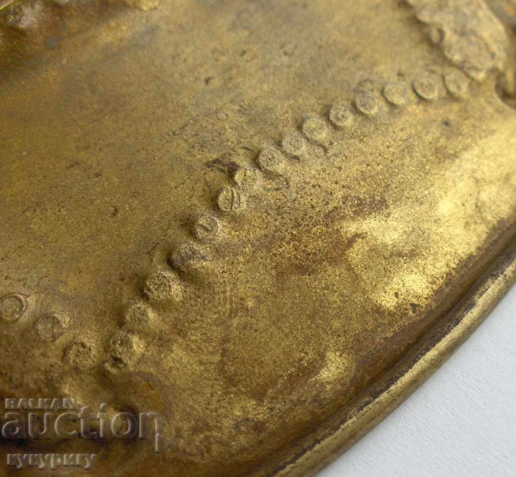 Old brass decorative plate for wall with bird Phoenix - 7 Old brass decorative plate for wall with bird Phoenix - 7