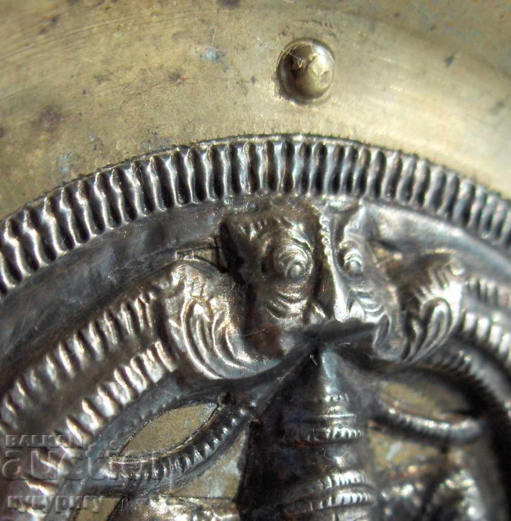 Old decorative small plate for brass and silver wall - 5