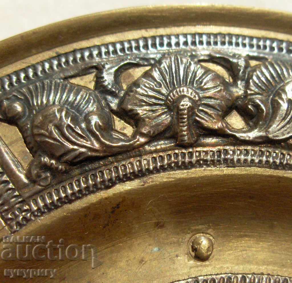 Old decorative small plate for brass and silver wall - 7